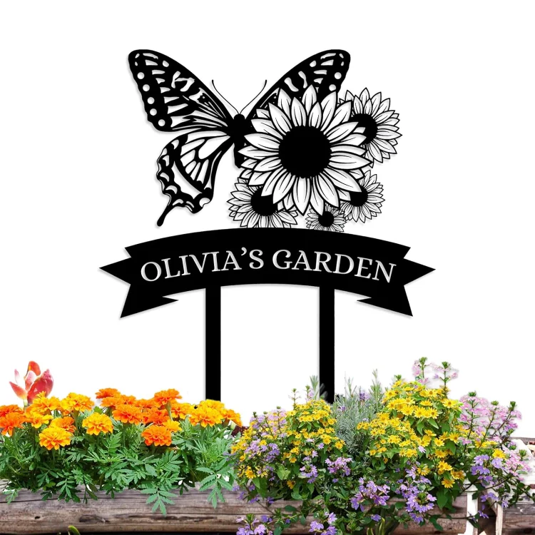 Personalized Garden Signs | Custom Rabbit Metal Garden Sign | Garden Signs Decorative Outdoor | Custom Garden Name Sign | Yard Signs Customized | Gardening Decor Gifts
