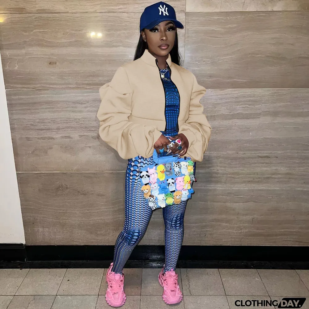 Casual Pile Sleeve Zipper Cardigan Coat