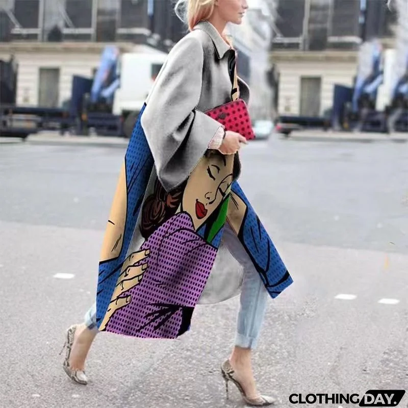 Women Fashion Autumn And Winter Long Sleeve Lapel Over Coat