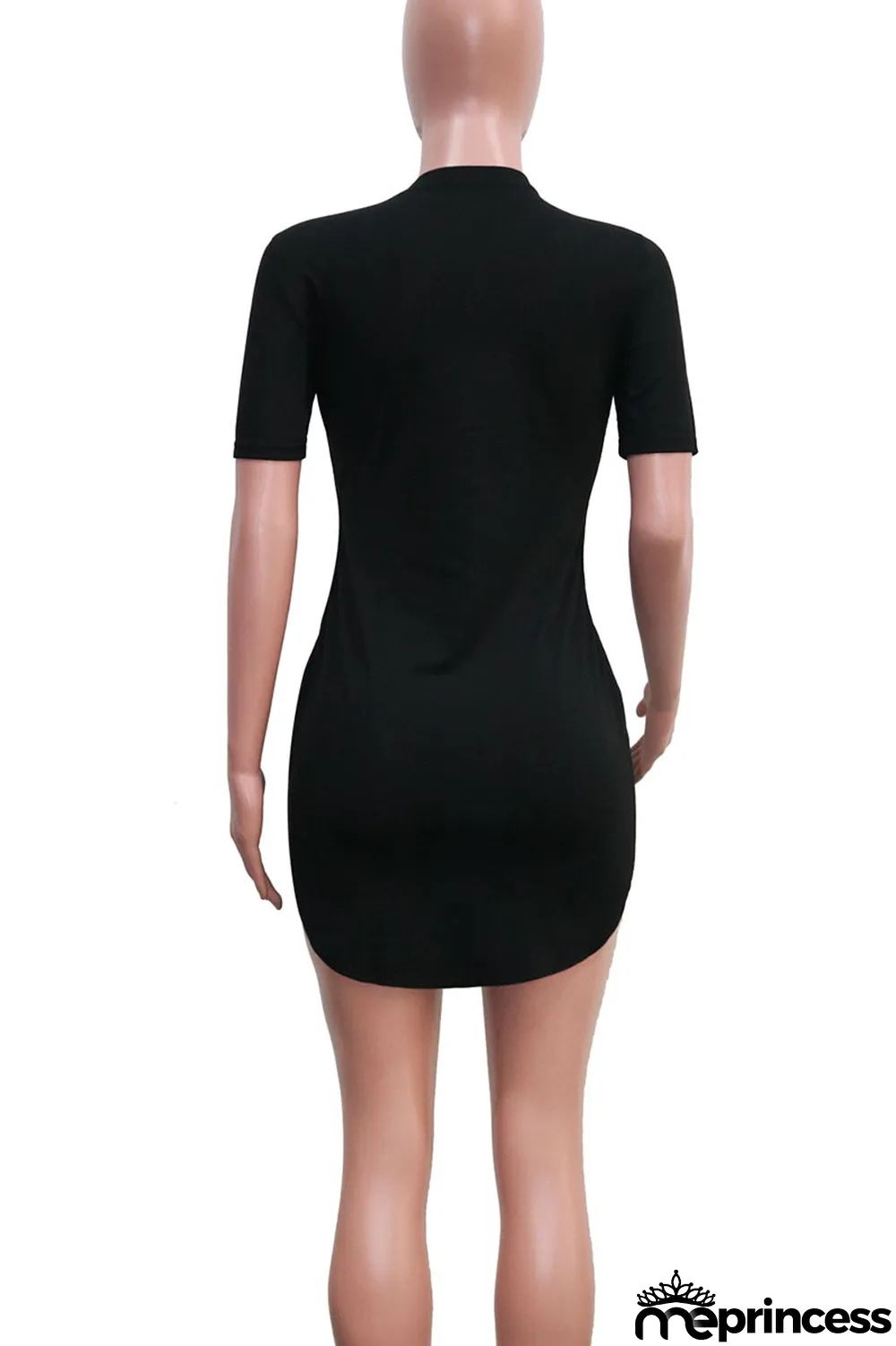 Black Casual Print Patchwork O Neck One Step Skirt Dresses