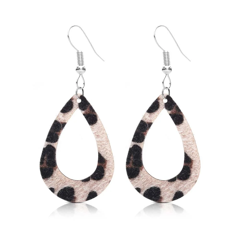 Leopard Drop Tear PU Leather Earrings