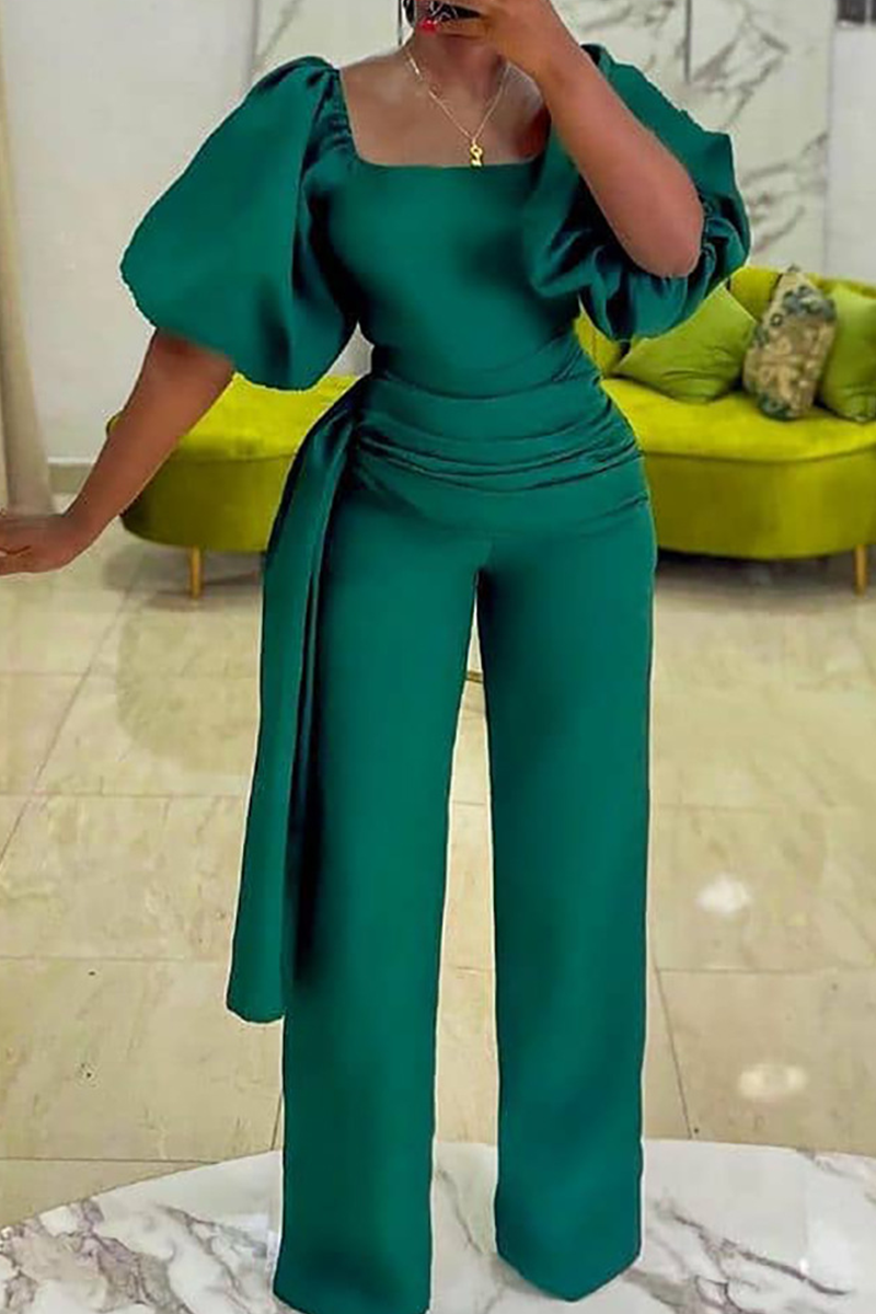 Casual Solid Make Old Square Collar Straight Jumpsuits