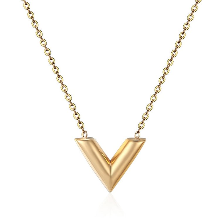 YOY-Classic Design Famous Brand V Letter Pendant Necklace