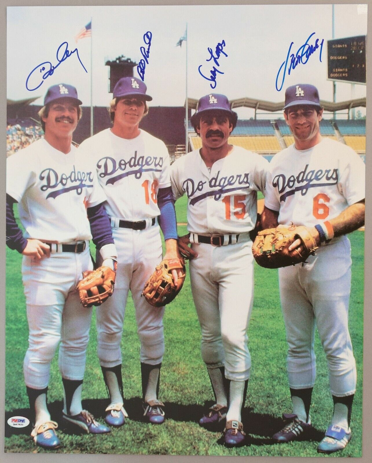 Dodgers Infield Steve Garvey Ron Cey Davey Lopes Signed 16x20 Photo Poster painting PSA/DNA COA