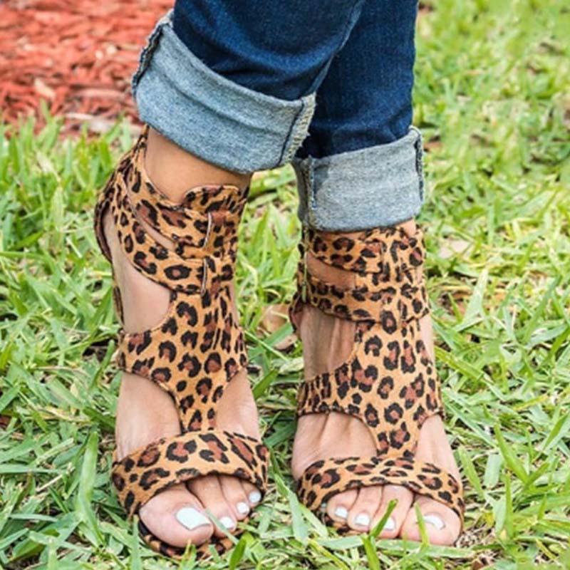 gladiator leopard sandals