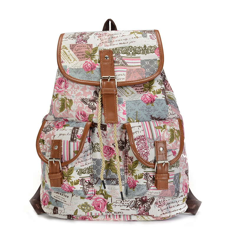 Canvas shoulders retro butterfly canvas outdoor backpack