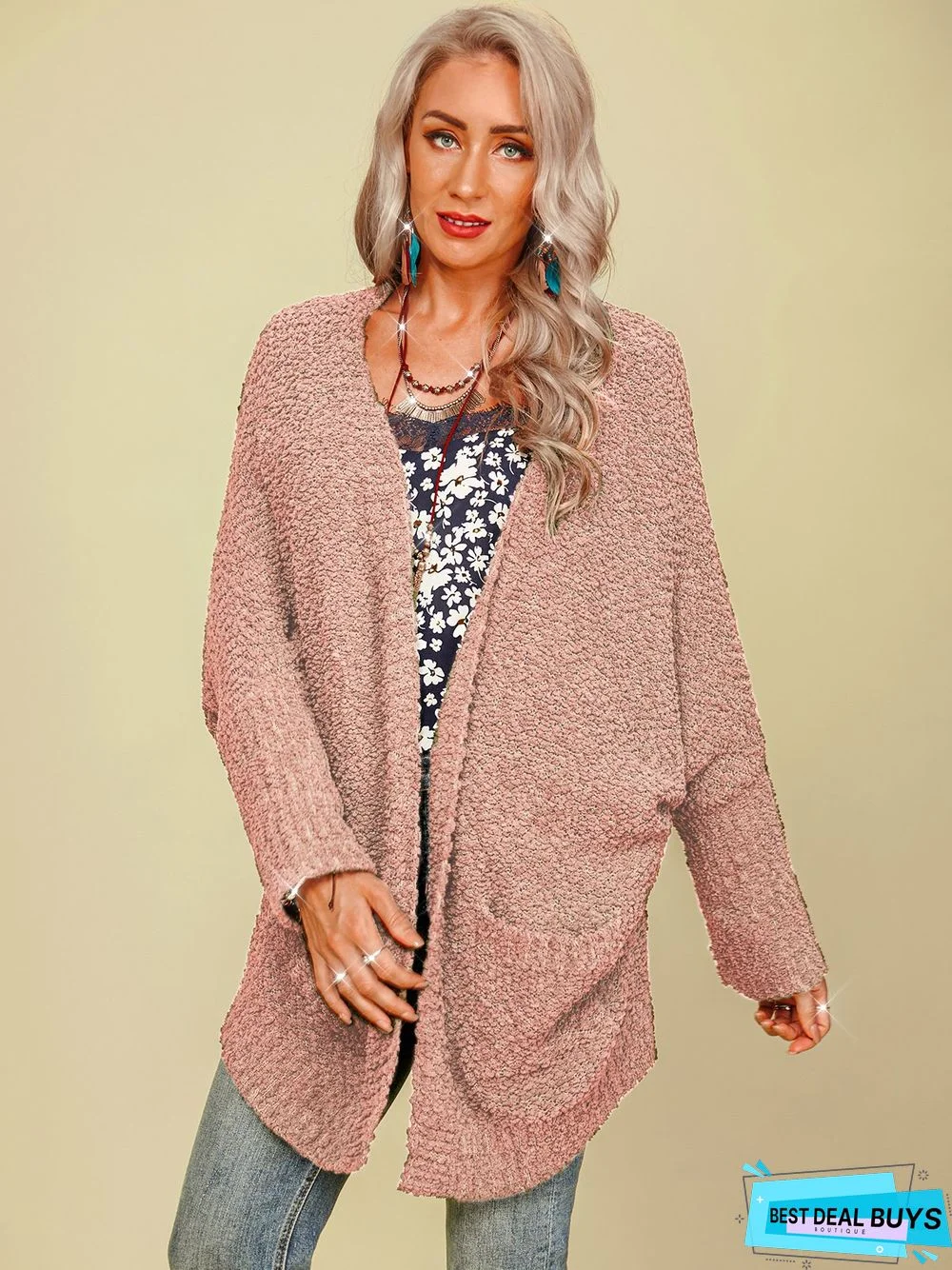 plain long sleeve Cardigan
