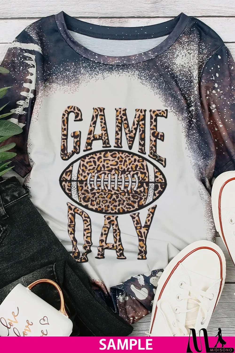 MidiSono - Blank Apparel - Multicolor Crew Neck Bleached Tie-dye Basic Tee