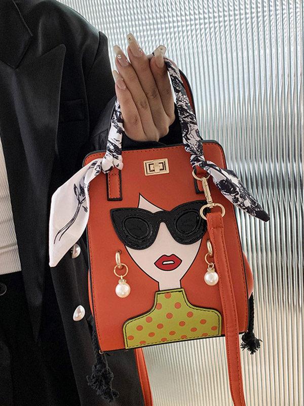 Split-Joint Printed Figure Handbags Crossbody Bags Bags ORANGE-One_size