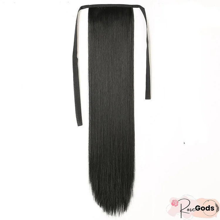 Ladies Bandage Realistic Long Straight Hair Ponytail Wig Piece