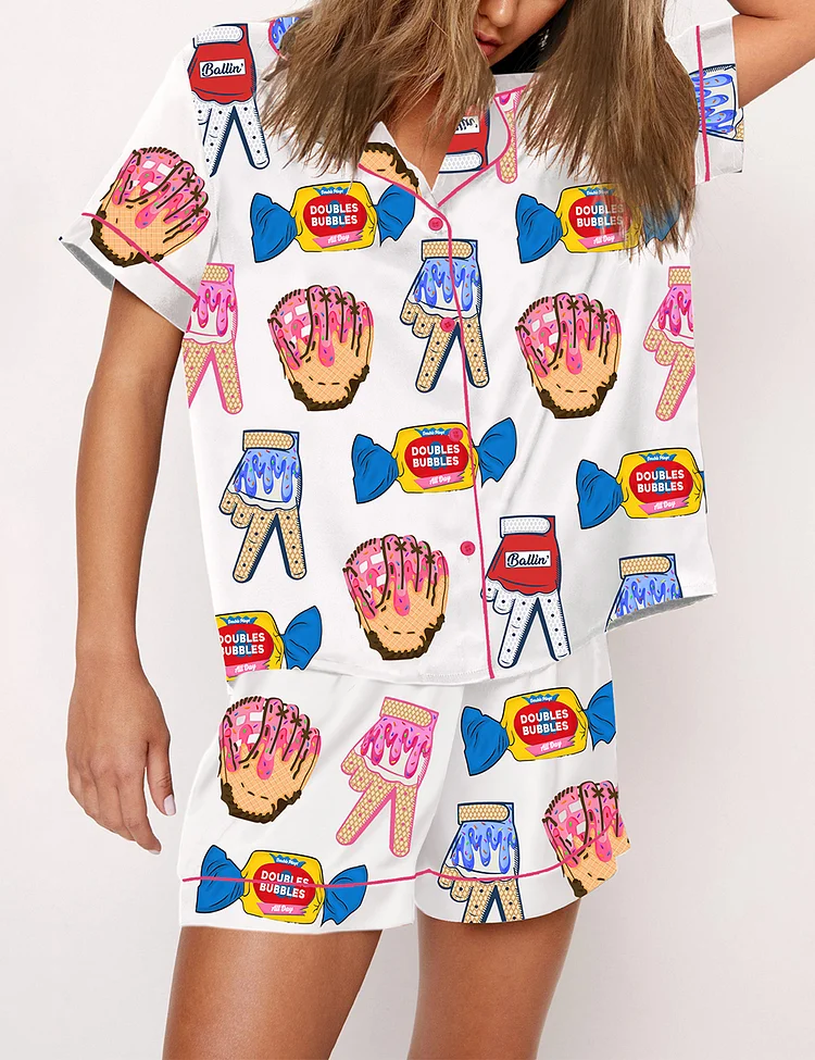 Women's Ice Cream Baseball Batting Glove Pajama Set