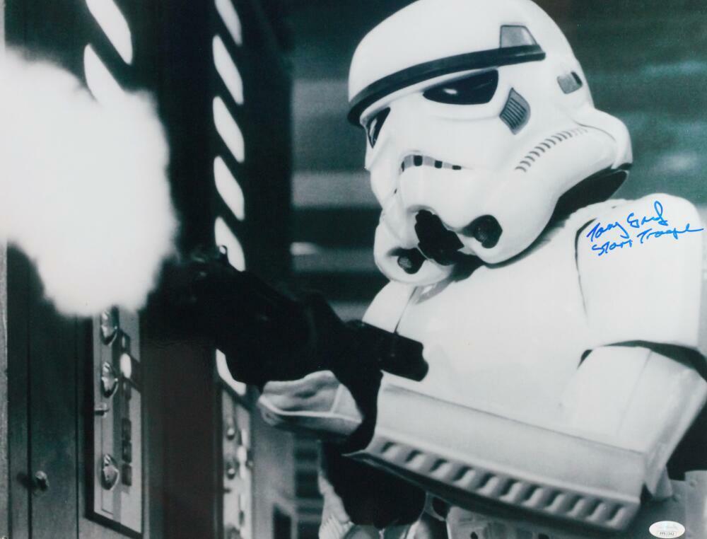 Tony Smart Autographed Firing Gun 16x20 Photo Poster painting w/ Stormtrooper - JSA Auth *Blue