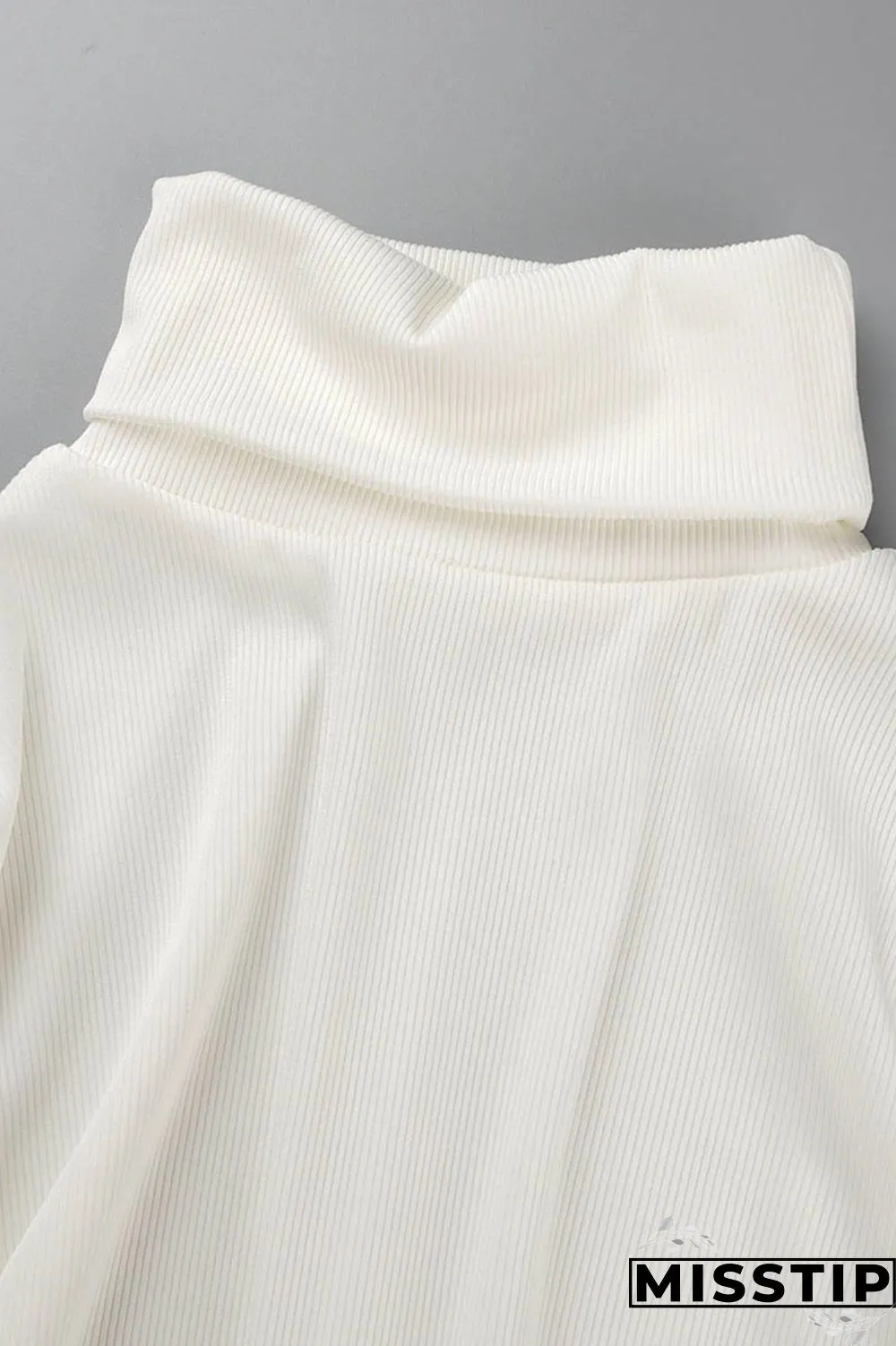 Apricot Casual Solid Patchwork Slit Asymmetrical Turtleneck Long Sleeve Two Pieces