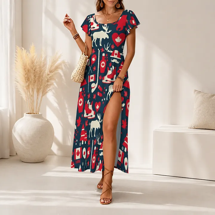 womens beach dresses canada Summer Bikini Cover-up Dress V-neck Hollow Loose Seaside Vacation Royal / One Size