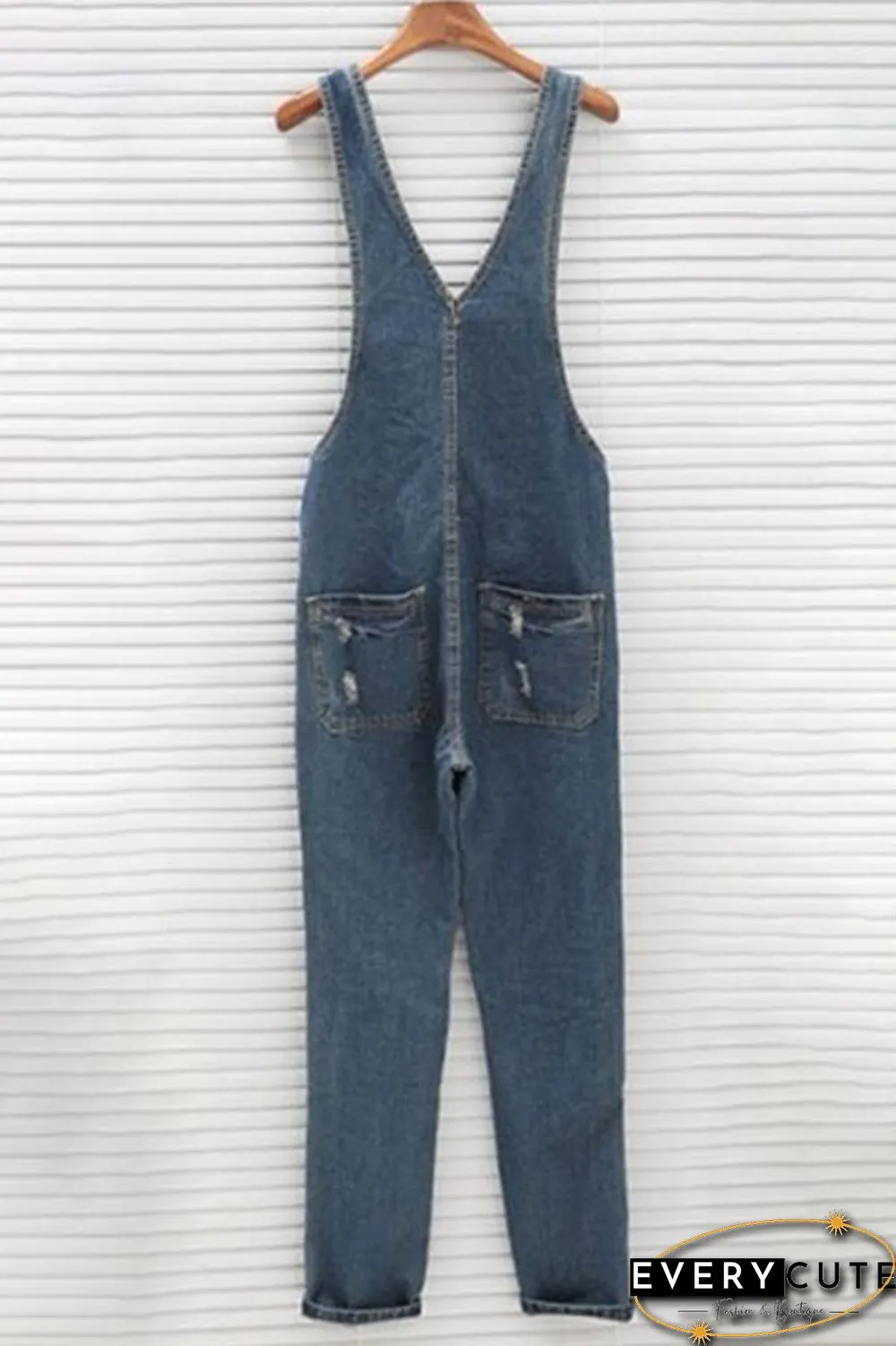 Casual Ripped Denim Overalls P10588