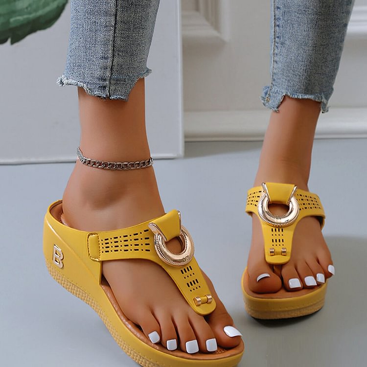Gioiacombo ™ 2022 Nuovi sandali con zeppa in pelle da spiaggia da donna di estate