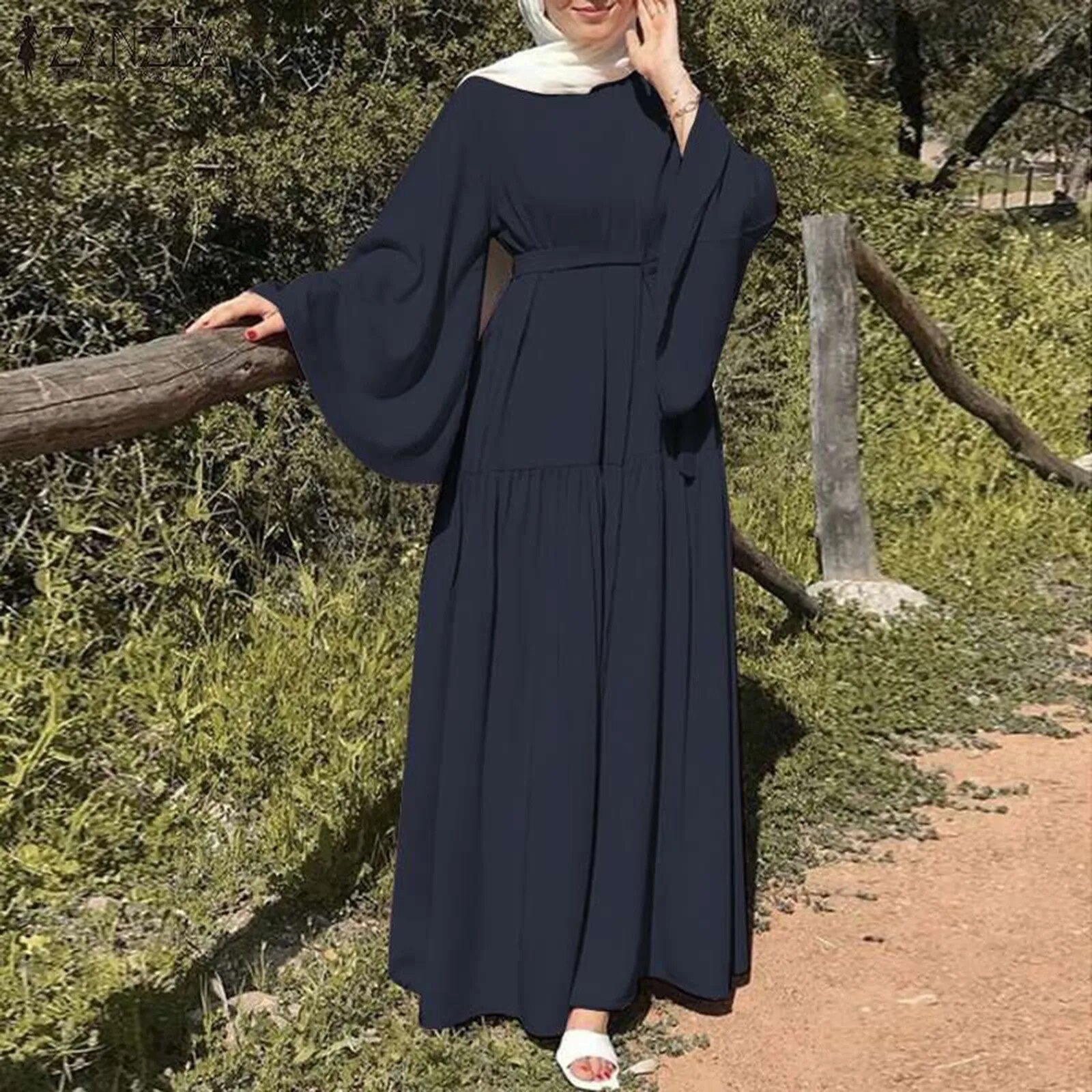 Gamezlines Fancy Muslim Long Dress Hijab Abaya Flare Sleeve Islam Clothing Abayas for Women Dubai Kaftan Muslim Dresses Robe Plus Size 5XL
