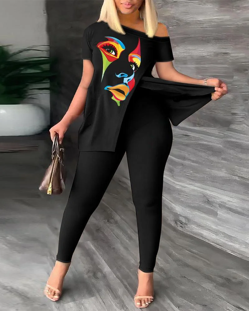 Uveng Uveng 2024 Women's Clothing Explosion Two Sets Of Irregular Fashion Trousers Set