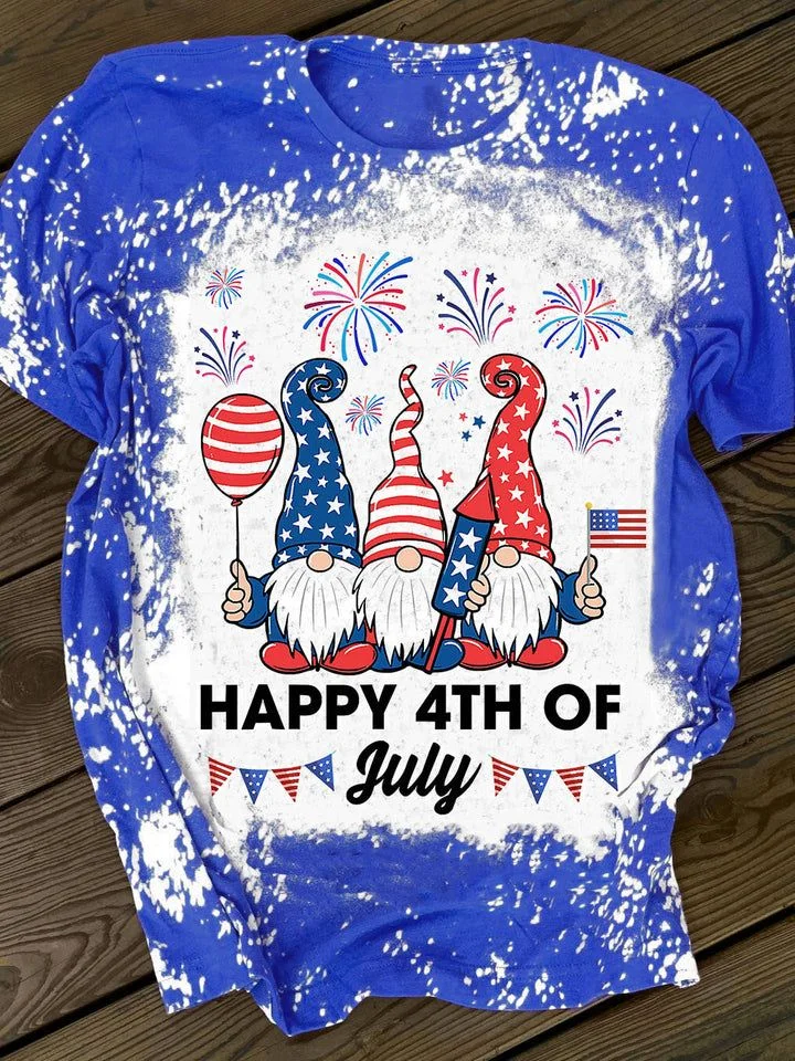 Women's July 4th Print V Neck Casual T-Shirt socialshop