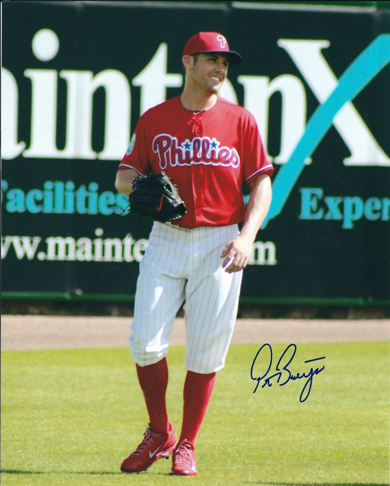 Autographed PETER BOURJOS 8x10 Philadelphia Phillies Photo Poster painting -COA