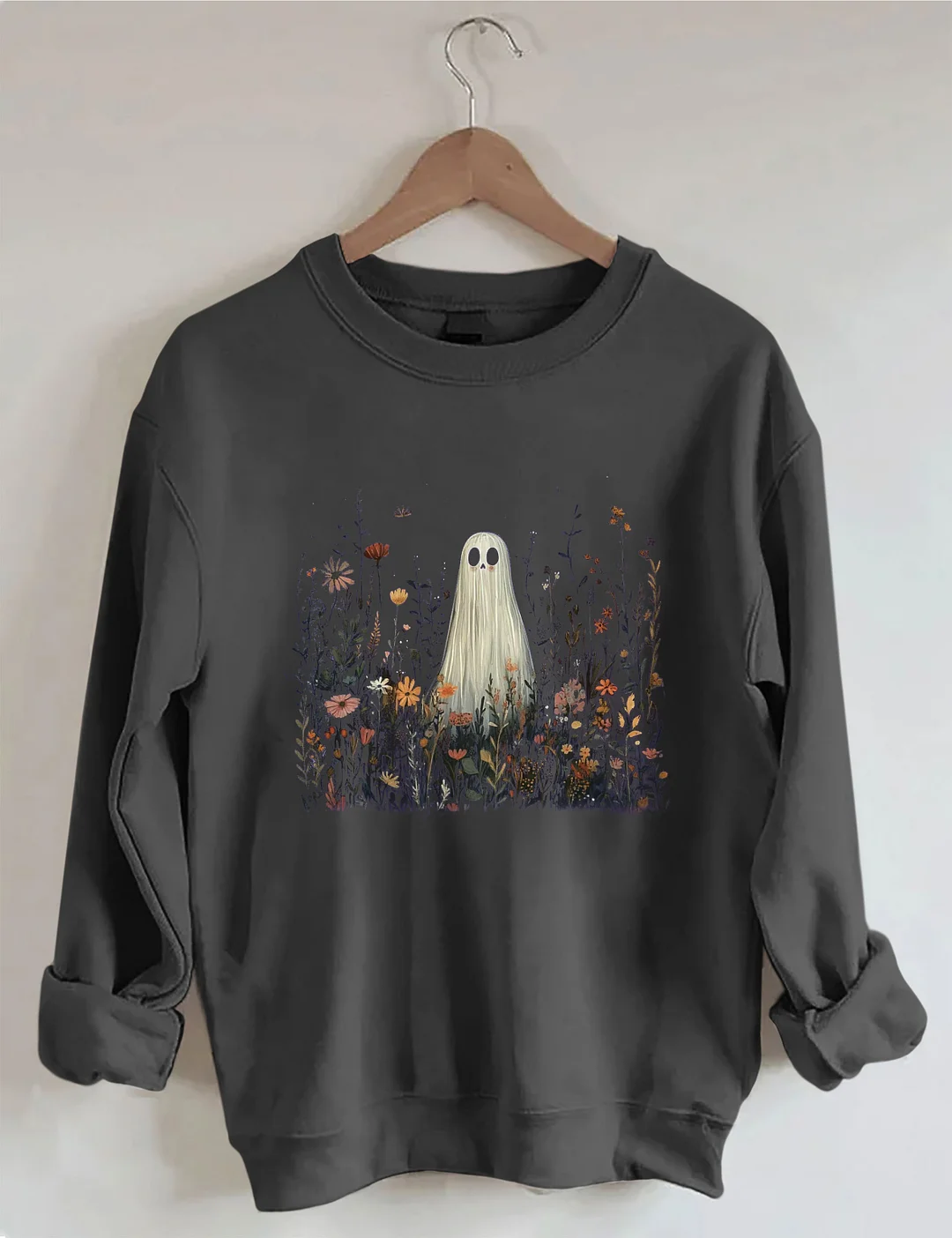 Cute Ghost In Wildflowers Sweatshirt