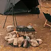 Camp Fire Cooking Rack Folding Heavy Duty for Outdoor BBQ Camping (Black)
