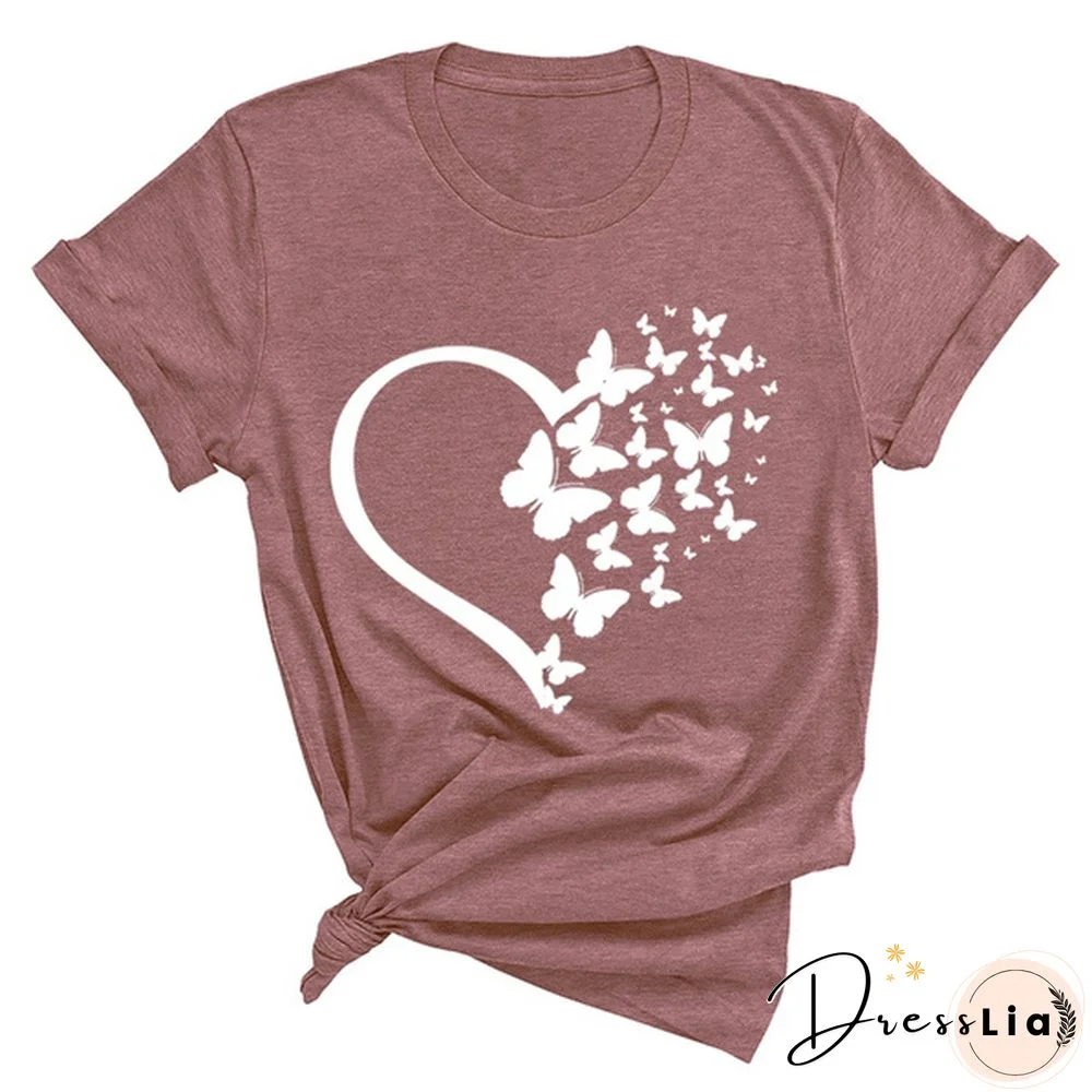 New Butterfly Print T Shirt Women Men Short Sleeve Tops Tees Summer Fashion Loose Casual T-Shirt