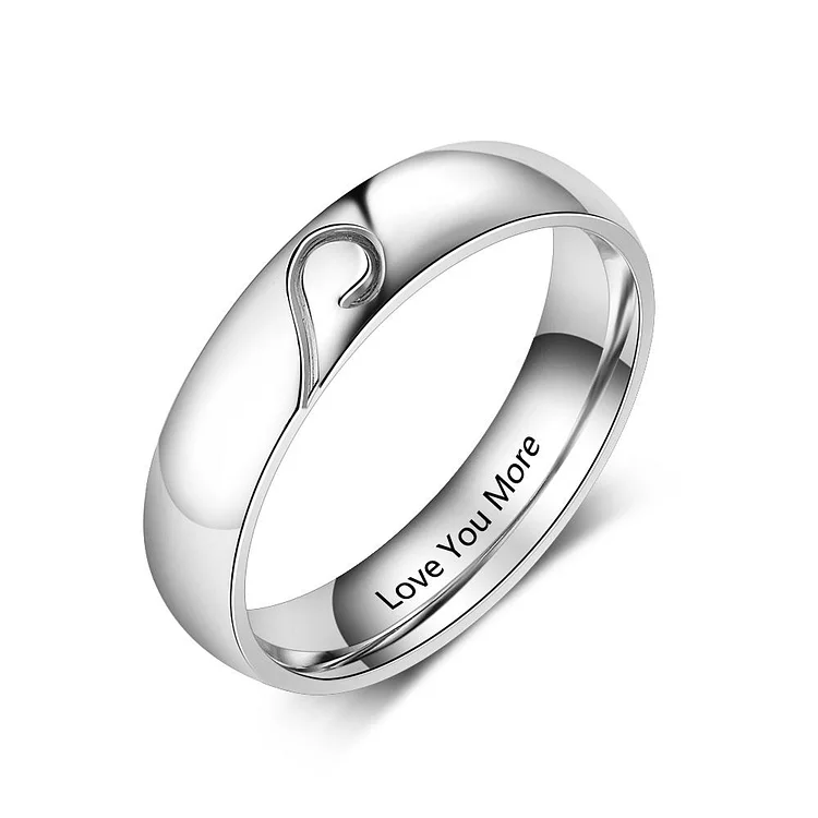 Personalized Rings for Couples Heart Matching Ring Set Engravable Promise Ring