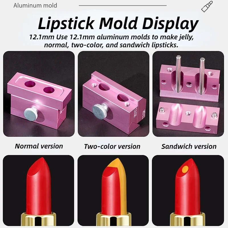 2/4/6/12 12.1MM Aluminum Lipstick Mold Two-color/Sandwich/ Three-use DIY Handmade Lipstick Making Tool 11.1MM Lipstick Mold