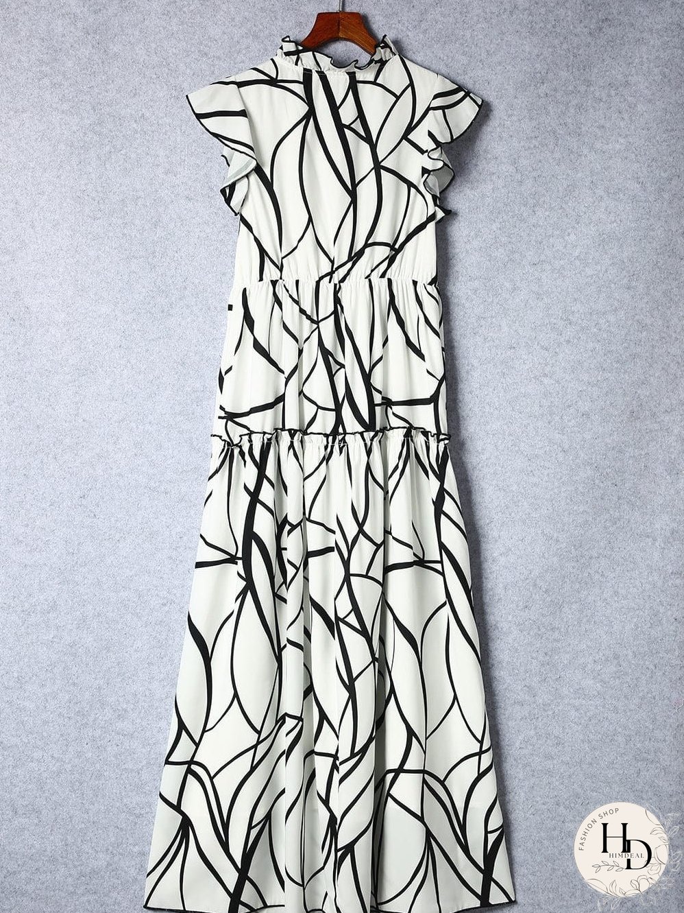 Tiered Maxi Dress with Abstract Faces