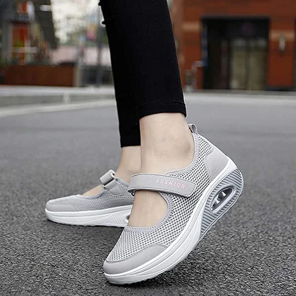 VARSKARC Women's Casual Air Cushion Platform Sneaker Mary Jane Shoes 8.5 Grey