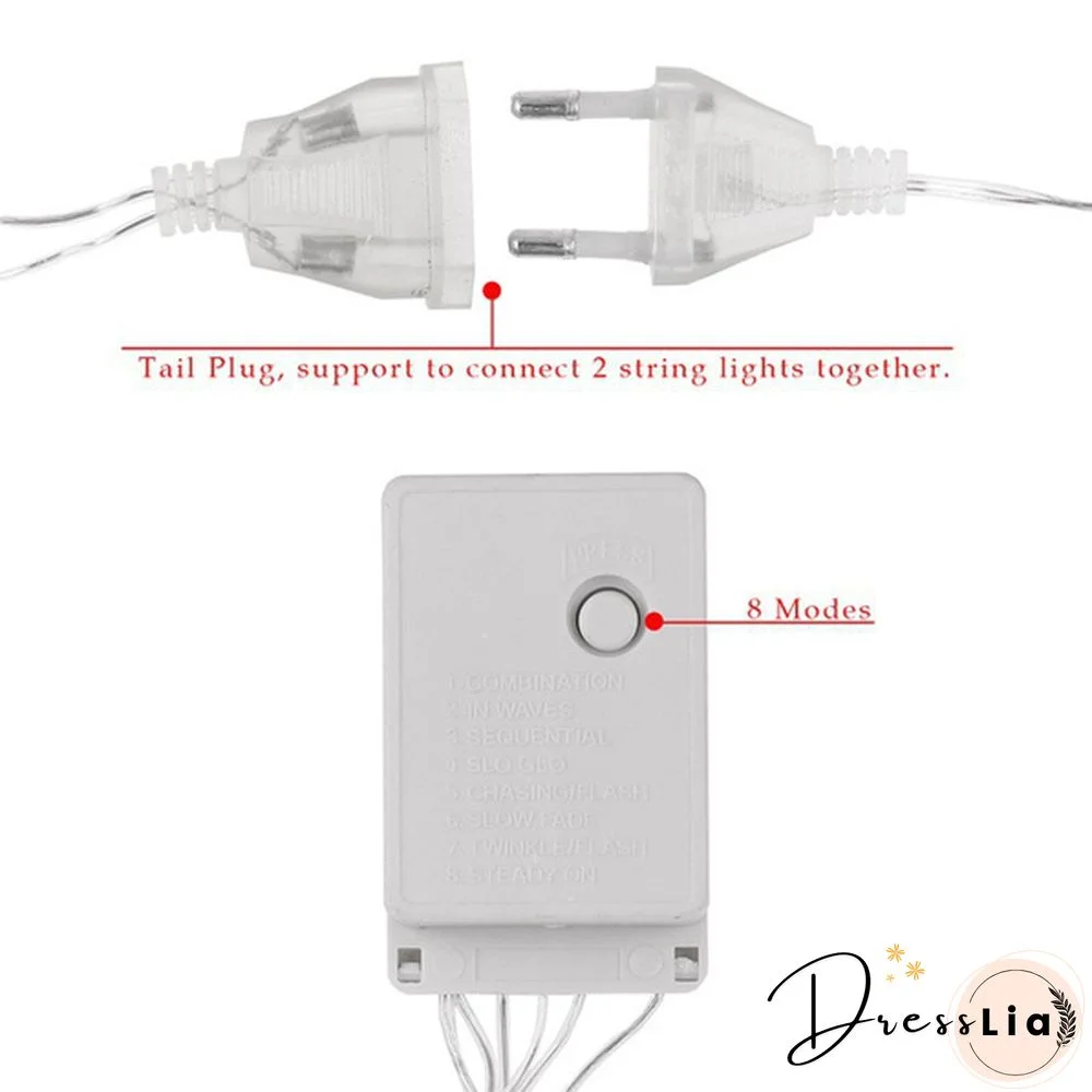 String Light 100/200LED 10M/20M Christmas/Wedding/Party Decoration Lights Garland AC 110V 220V Outdoor Waterproof Led Lamp 4 Colors Led UK/US/EU PLUG