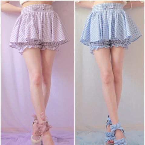 Kawaii Grids Bubble Pant-Skirt SP141012