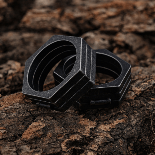 Hexagonal Simple Unique Stainless Steel Ring