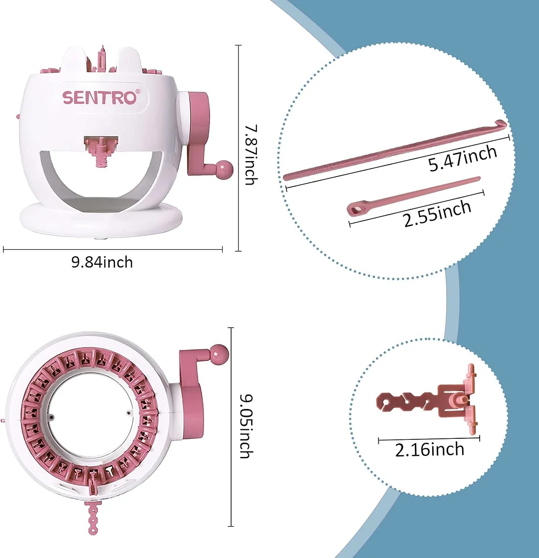 SENTRO Knitting Machine 48 Needles, Smart Knitting Crochet Machine, Double Crocheting Machine Kit,Circle Knit Loom Machine with Row Counter and Hand Crank