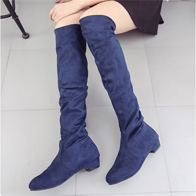 Pongl Women's High Boots Shoes Fashion Women Over The Knee Boots  New Autumn Winter Flock Botas Feminina Thigh High Boots Ladies