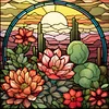 Diamond Painting -DIY Round Drill Cactus Flower Stained Glass