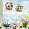 2pcs DIY Diamond Painting Flower Butterfly Bee Wind Chimes Crystal Window Suncatcher Craft Set Birthday Gifts Home Garden Decor