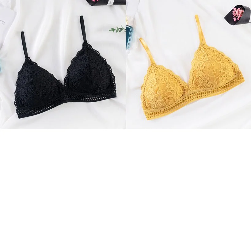 French seamless deep V seamless lace bra ladies wireless push up thin bra soft underwear comfortable sexy underwear french bra