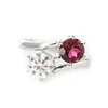 18K White Gold Round Cut Lab Diamond & Lab Ruby Toi et Moi Ring
