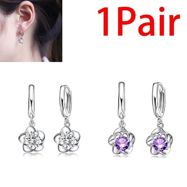 UsmallLifes King Women Trendy Anti Allergy Plum Earrings Girls Holiday Grace Temperament Round Rhinestone Eardrop US Mall Lifes