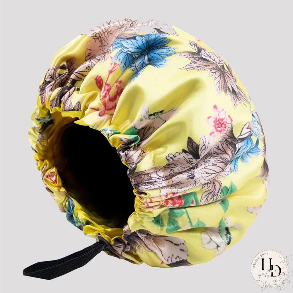 Yellow Casual Living Print Adjustable Elastic Button Confinement Cap