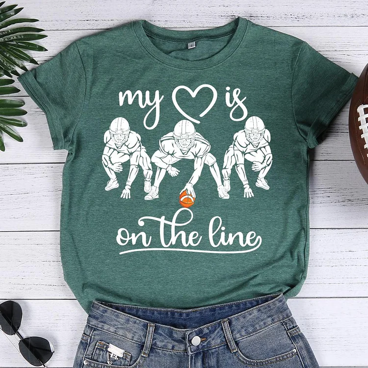 My Heart is on the Line Round Neck T-shirt-Annaletters