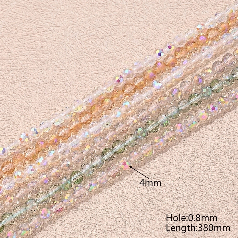 1 Strand/Package Diameter 4mm Hole Under 1mm Glass AB Color Plating Round Polished Beads
