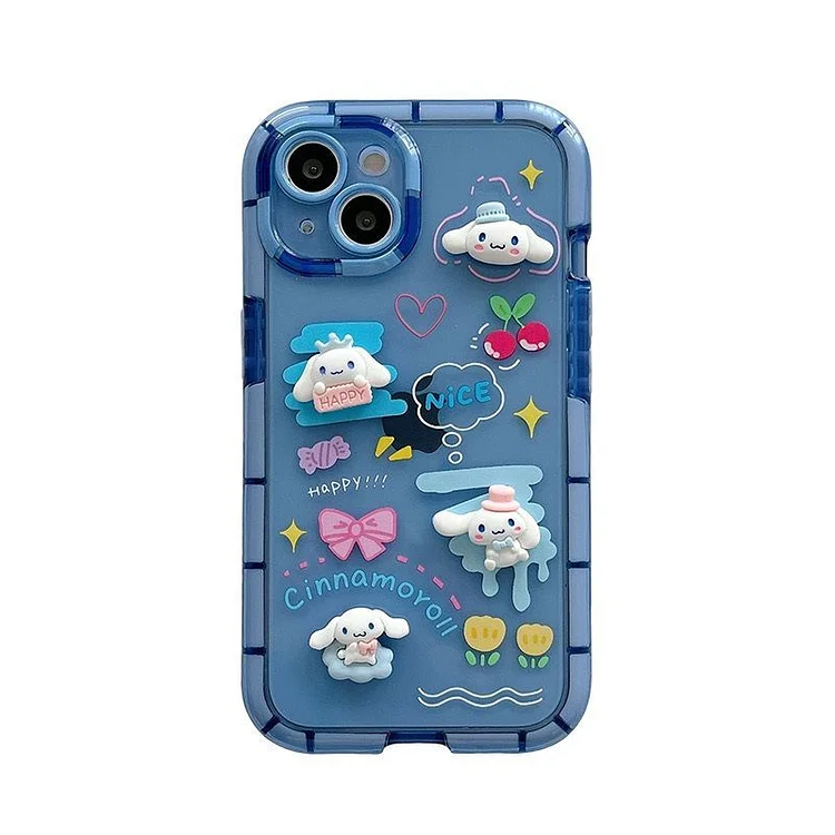 3D Stereoscopic Sanrio kuromi cinnamoroll Kirby Luminous Phone Case For Iphone 11 12 13 Pro Max X Xs Xr Transparent Cover