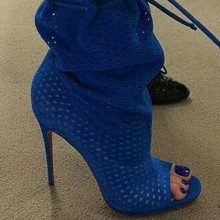 TAAFO Strap Suede Leather Peep Toe Sandals