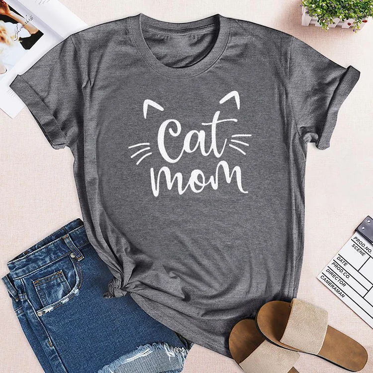 Cat Mom T-shirt Tee - 01102-Annaletters