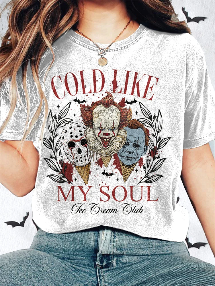 VChics Women's Cold Like My Soul Printed Linen Blend T-Shirt