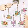 6Pcs DIY Diamond Painting Flower Keychain