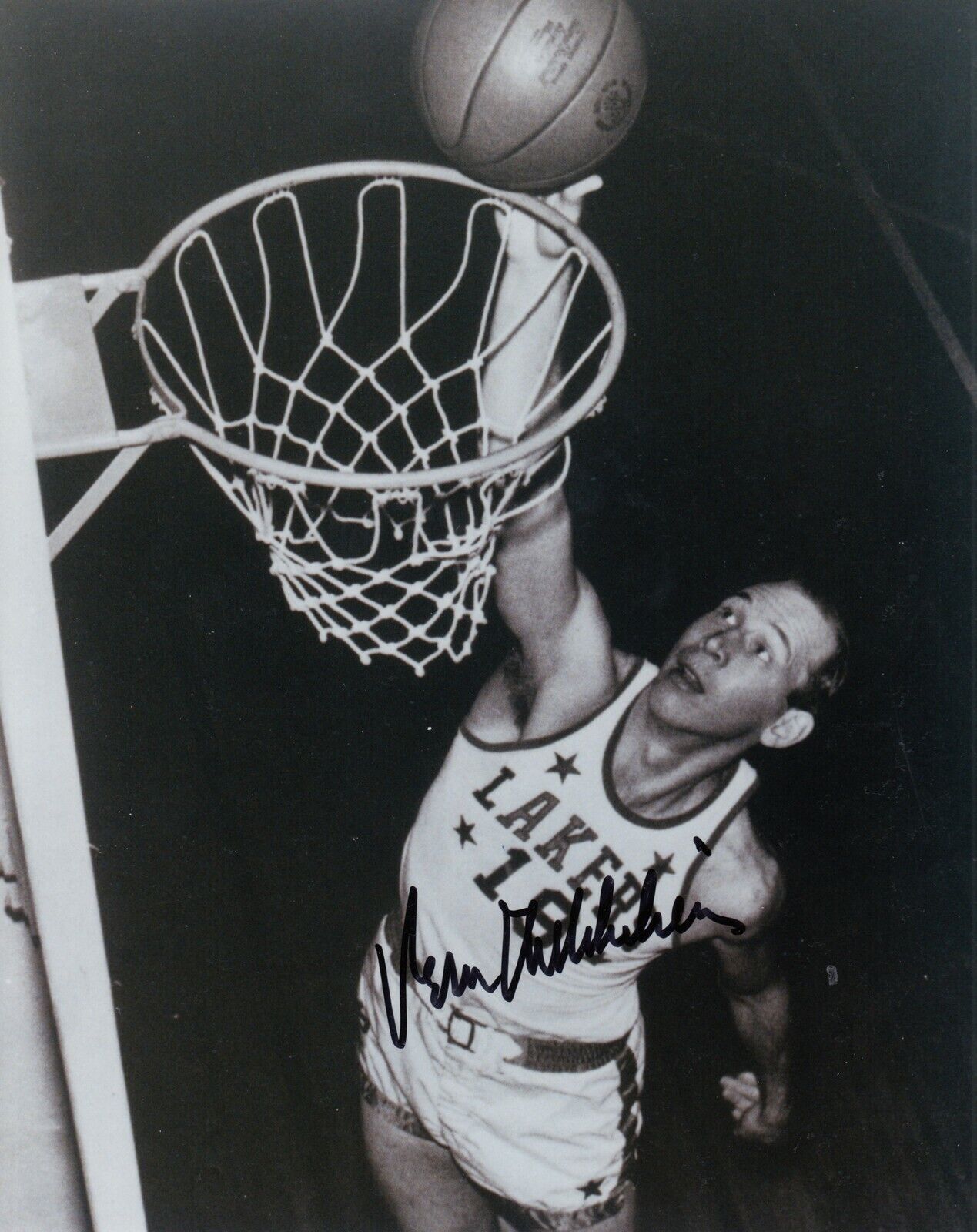 Vern Mikkelsen #0 8X10 Photo Poster painting Signed W/COA Minneapolis Lakers 032419